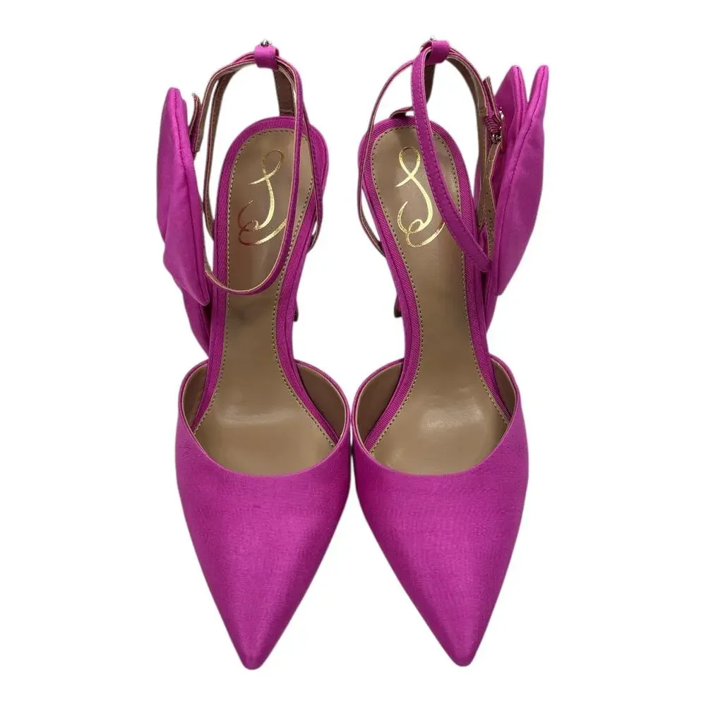 Sam Edelman Halie Dahlia Pink Satin Bow Heels Womens Size 7